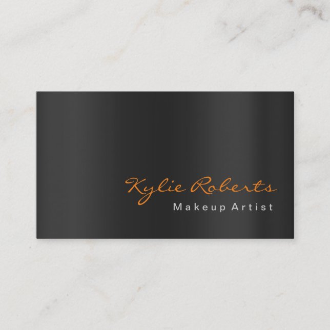 Carte De Visite Maquillage Artiste noir gris orange calligraphie (Devant)