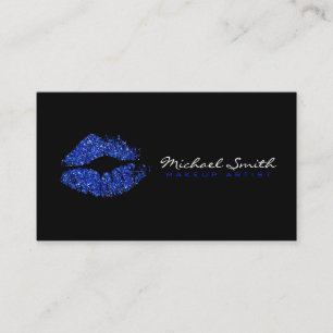 Carte De Visite Maquillage Artiste Parties scintillant Bleue Styli