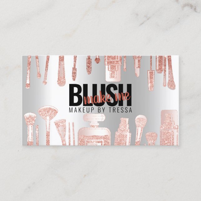 Carte De Visite Maquillage Artiste Parties scintillant Rose + Glac (Devant)