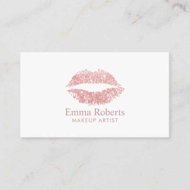 Carte De Visite Maquillage Artiste Parties scintillant Rose Lips d (Devant)