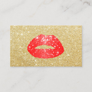 Carte De Visite Maquillage Artiste Parties scintillant Rouge Lips