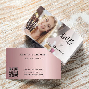 Carte De Visite Maquillage artiste photo beauté blush QR code