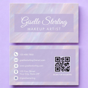 Carte De Visite Maquillage Artiste QR Code Iridescente Pastel Opal