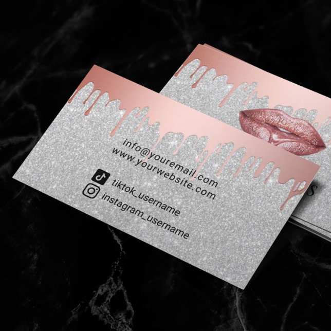 Carte De Visite Maquillage Artiste Rose Gold Drivers Lipstick Silv (Créateur téléchargé)