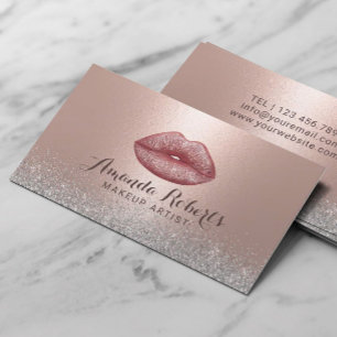 Carte De Visite Maquillage Artiste Rose Gold Glam Lips Parties sci