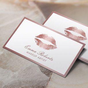 Carte De Visite Maquillage Artiste Rose Gold Lips Beauté Salon
