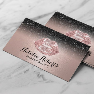 Carte De Visite Maquillage Artiste Rose Gold Lips Black Parties sc