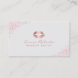 Carte De Visite Maquillage Artiste Rose Gold Lips Confetti Beauty