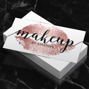 Carte De Visite Maquillage Artiste Rose Gold Lips Imprimer Salon