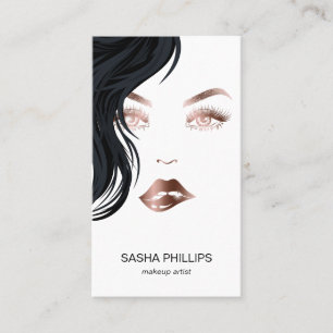 Carte De Visite Maquillage Artiste Rose Gold Lips Lashes Yeux tend