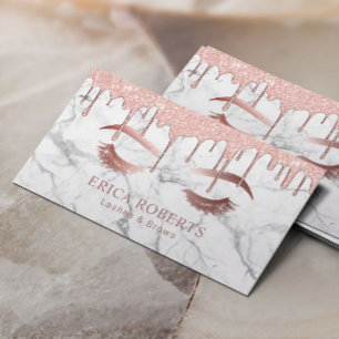 Carte De Visite Maquillage Artiste Rose Gold Marble Lashes & Brows