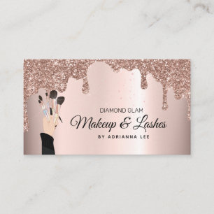 Carte De Visite Maquillage Artiste Rose Gold & Parties scintillant