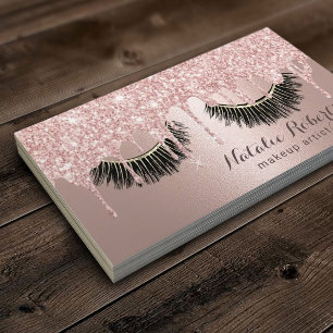 Carte De Visite Maquillage Artiste Rose Gold Parties scintillant D