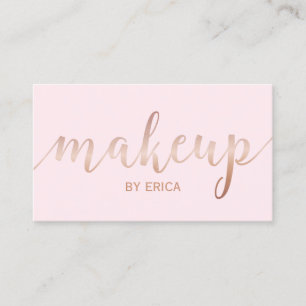 Carte De Visite Maquillage Artiste Rose Gold Script Girl Blush Pin