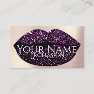 Carte De Visite Maquillage Artiste Rose Kiss Lips Violet Glam Part