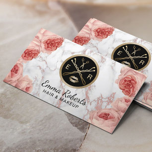 Carte De Visite Maquillage Artiste Salon des cheveux Marbre Vintag