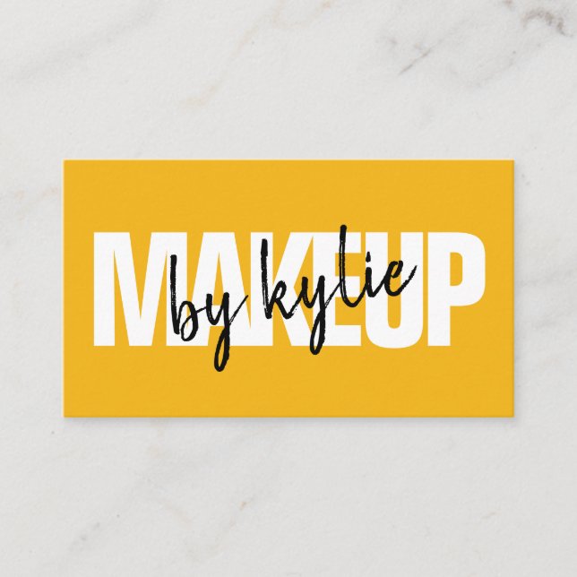 Carte De Visite Maquillage artiste signature en gras script jaune (Devant)
