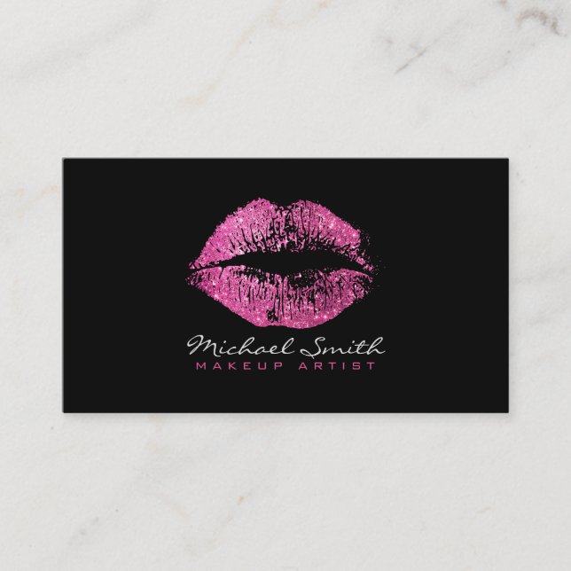 Carte De Visite Maquillage Artiste Stylish Parties scintillant Ros (Devant)