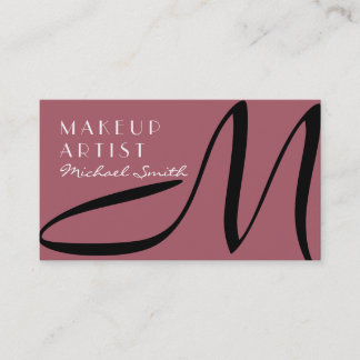 Carte De Visite Maquillage Artiste Stylo Monogram Moderne Deep Puc