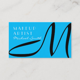 Carte De Visite Maquillage Artiste Stylo Monogramme Moderne Ciel b