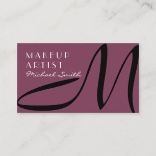 Carte De Visite Maquillage Artiste Stylo Monogramme Moderne Deep R