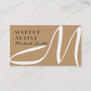 Carte De Visite Maquillage Artiste Stylo Monogramme Moderne Déser