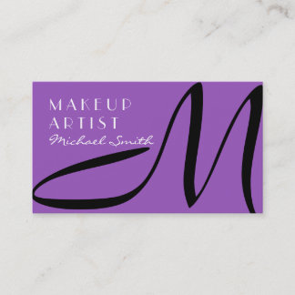 Carte De Visite Maquillage Artiste Stylo Monogramme Moderne Lilac