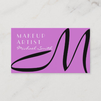 Carte De Visite Maquillage Artiste Stylo Monogramme Moderne Mauve