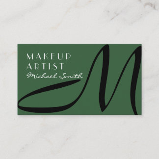 Carte De Visite Maquillage Artiste Stylo Monogramme Moderne Moss G