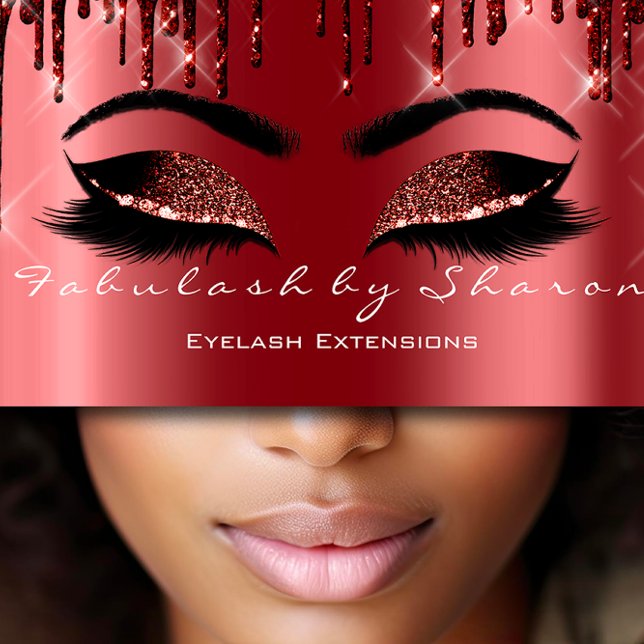 Carte De Visite Maquillage Artiste Yeux Lash Parties scintillant D (Makeup Artist Eyes Lash Glitter Drip Brown Marsala Business Card)