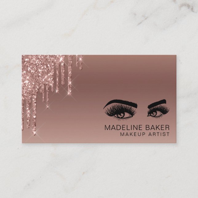 Carte De Visite Maquillage Artiste Yeux Lashes Rose Gold (Devant)
