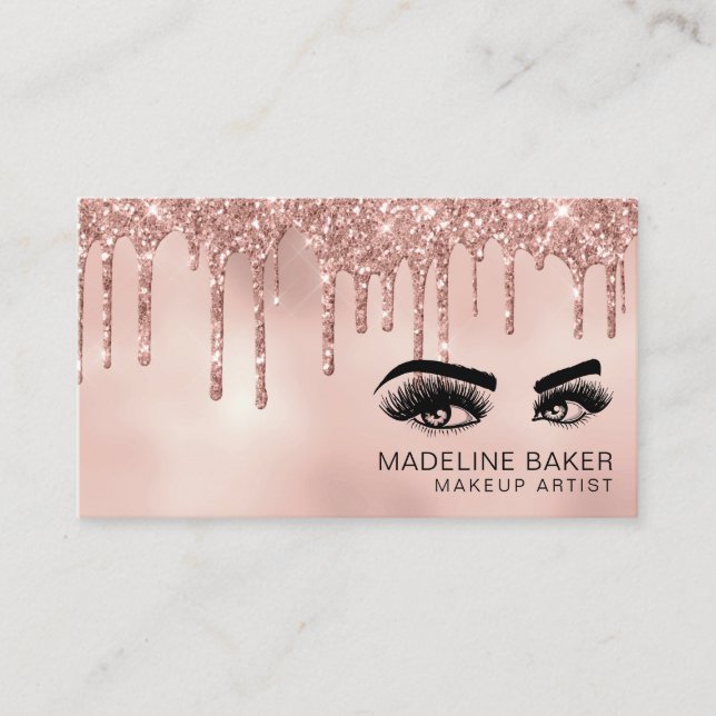 Carte De Visite Maquillage Artiste Yeux Lashes Rose Gold (Devant)