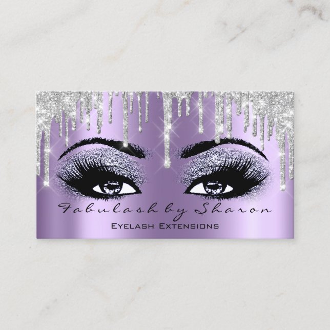 Carte De Visite Maquillage Brow Eyelash Gris Argent Purple Drivers (Devant)