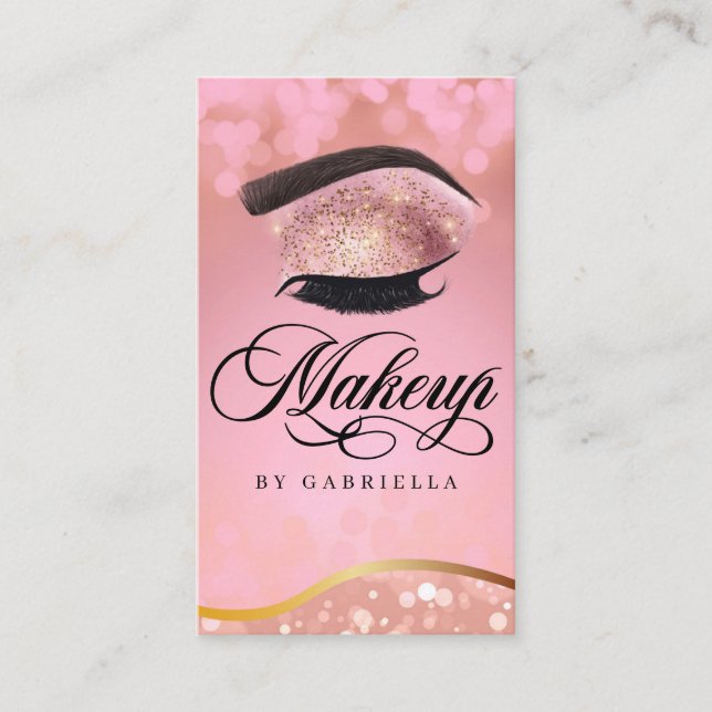 Carte De Visite Maquillage Brow Eyelash Parties scintillant rose (Devant)