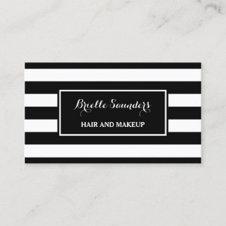 Carte De Visite Maquillage Cheveux Rayure Noir Blanc