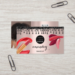 Carte De Visite Maquillage Cheveux Rouge Lipstick Silver Photo QRC