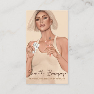 Carte De Visite Maquillage Cil Beige Marron Pince Curler Femme
