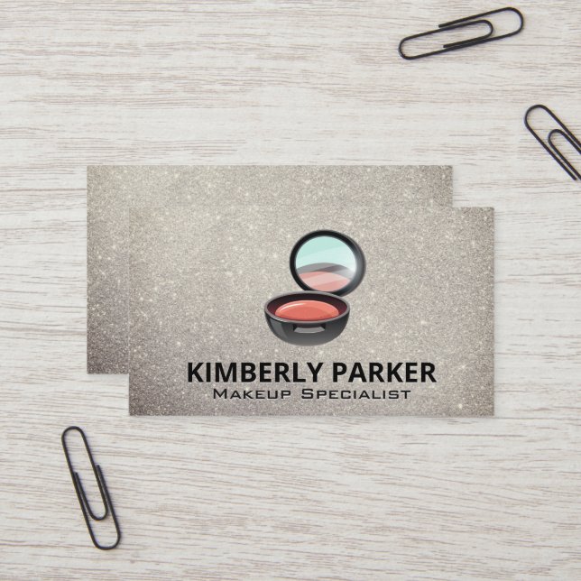Carte De Visite Maquillage compact | ARRIÈRE - PLAN PARTIES SCINTI (Devant/Arrière en situation)