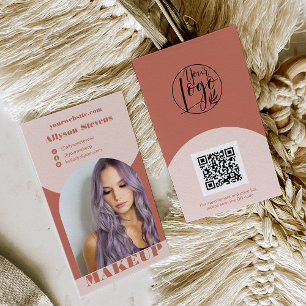 Carte De Visite Maquillage d'arc moderne boho photo qr code logo