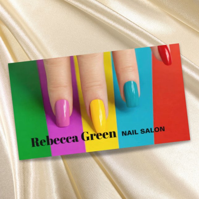 Carte De Visite Maquillage de beauté arc-en-ciel manucure ongles s (Rainbow beauty makeup manicure nails nail salon business card)