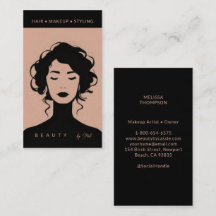Carte De Visite Maquillage de beauté moderne ongles de cheveux ros