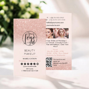 Carte De Visite Maquillage de beauté rose Gold Photos d'artiste Co