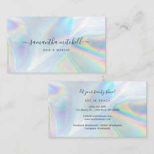 Carte De Visite Maquillage de Beautician holographique de script m