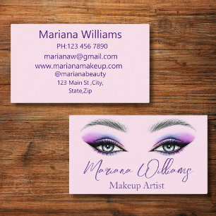 Carte De Visite maquillage de script violet yeux beauté rose