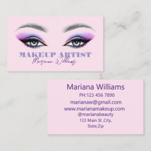 Carte De Visite maquillage de script violet yeux d'artiste rose