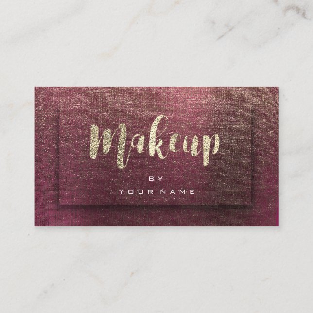 Carte De Visite Maquillage de type or Bourgogne 3D Effet Lin (Devant)