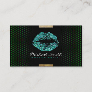 Carte De Visite Maquillage des lèvres turquoise Artiste Dots moder