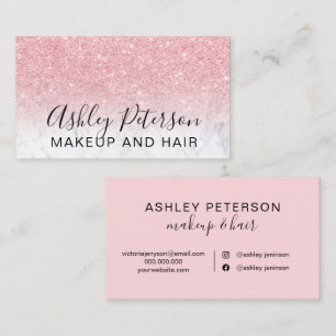 Carte De Visite Maquillage élégante typographie marbre parties sci