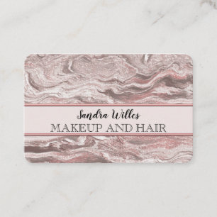 Carte De Visite maquillage élégante typographie marbre rose or par
