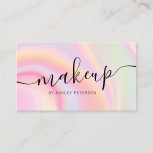 Carte De Visite Maquillage en marbre unicorne rose moderne